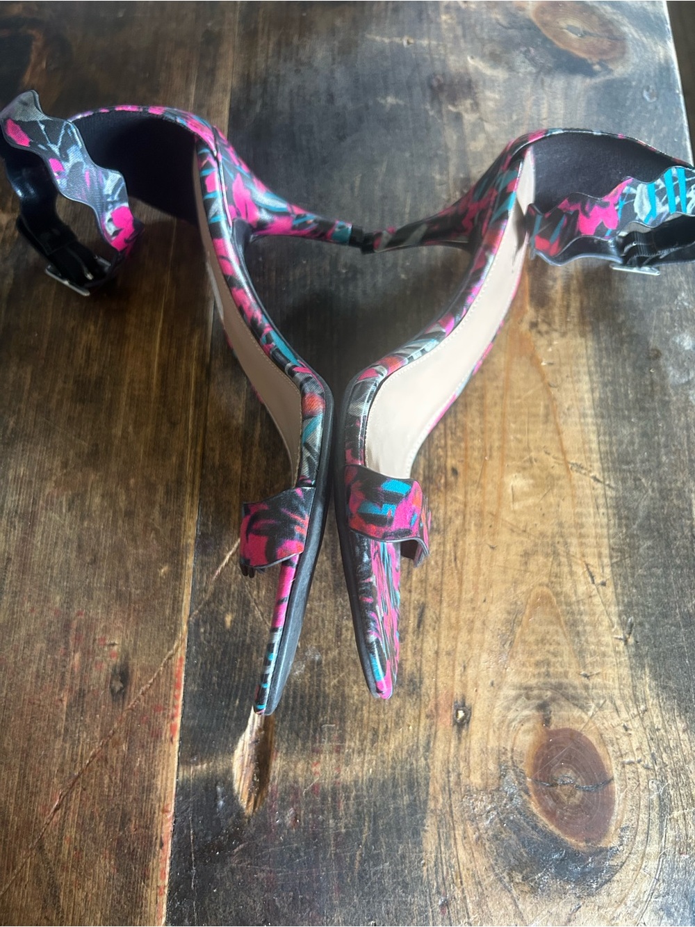 Fioni Womens Multi-Color Iris Open Toe Ankle Strap Kitten Heels Size 7.5 NWOB - Picture 3 of 8
